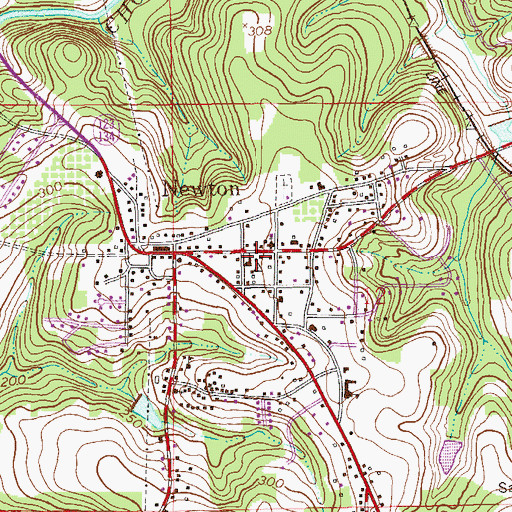 Topographic Map of Newton Baptist Church, AL