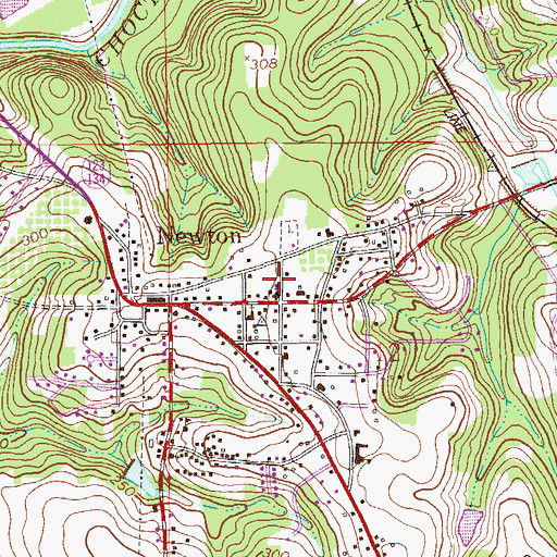 Topographic Map of Newton United Methodist Church, AL