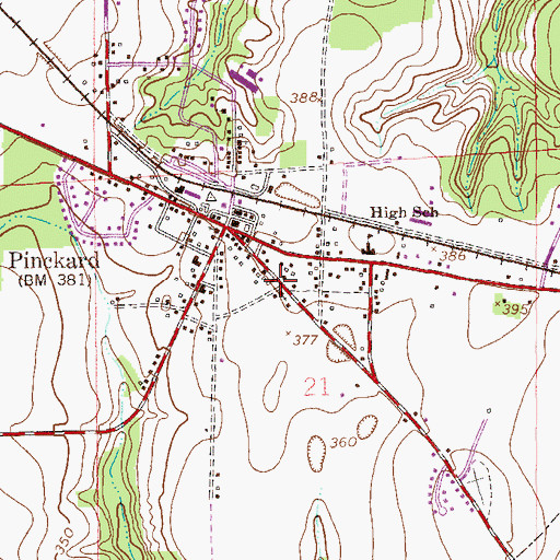 Topographic Map of Pinckard United Methodist Church, AL