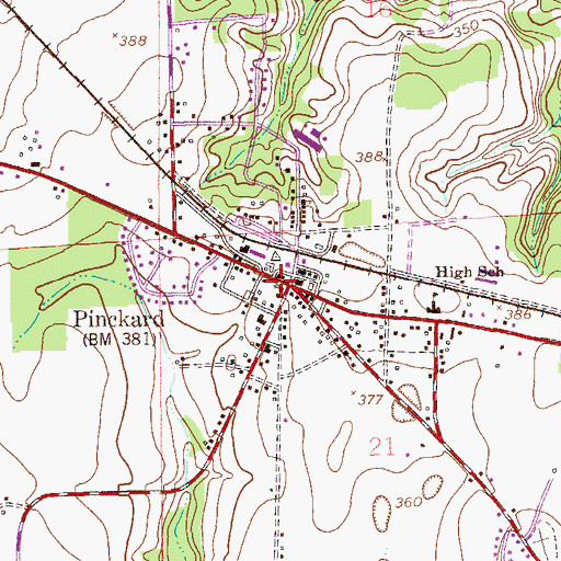 Topographic Map of Pinckard Baptist Church, AL