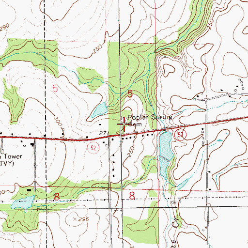 Topographic Map of Poplar Springs Baptist Church, AL