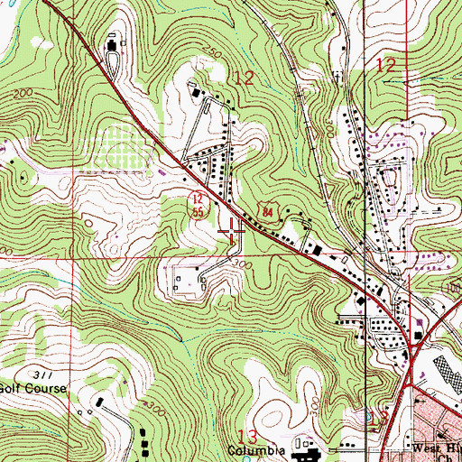 Topographic Map of West Highland Assembly of God Church, AL