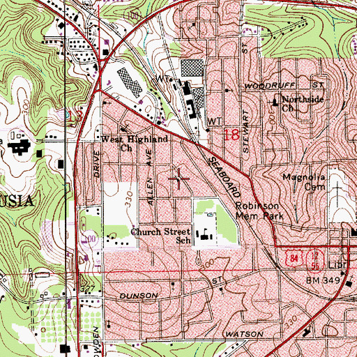 Topographic Map of Victory Baptist Church, AL