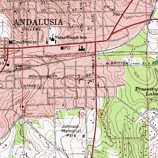 Topographic Map of New Hope Lutheran Church, AL