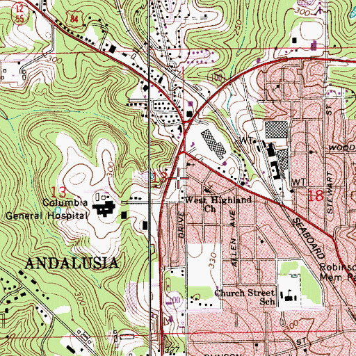 Topographic Map of First Pentecostal Church, AL