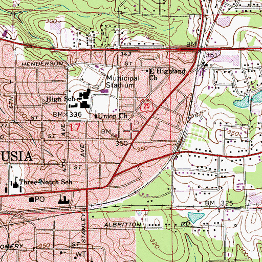 Topographic Map of Saint Mary Episcopal Church, AL