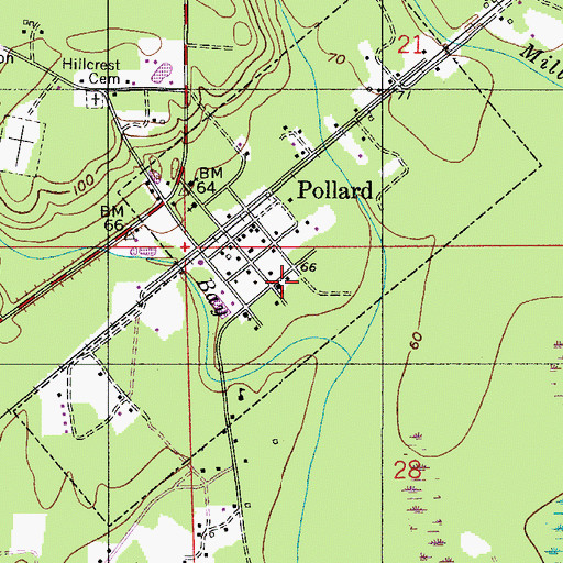 Topographic Map of Pollard United Methodist Church, AL