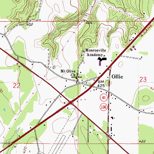Topographic Map of First United Pentecostal Church, AL