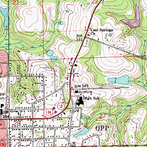 Topographic Map of Bethany Baptist Church, AL