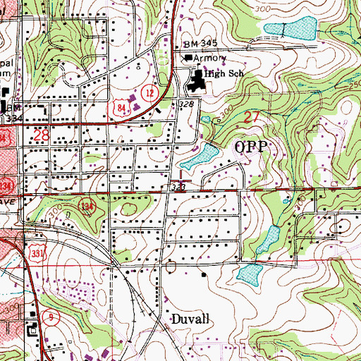 Topographic Map of Church of Christ, AL