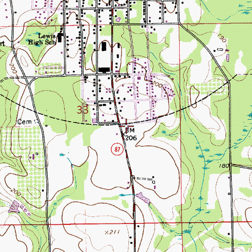Topographic Map of Living Water Church, AL