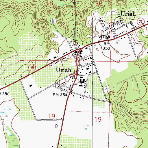 Topographic Map of Uriah First Baptist Church, AL