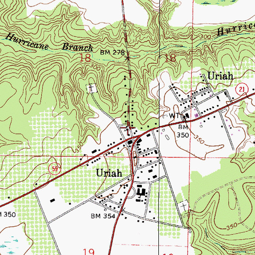 Topographic Map of Uriah United Methodist Church, AL