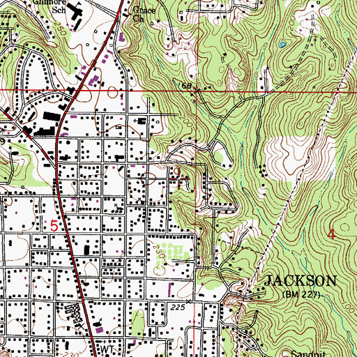 Topographic Map of Jackson Street Baptist Church, AL
