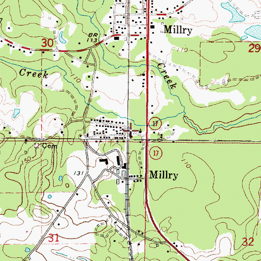 Topographic Map of C and J Church of God, AL