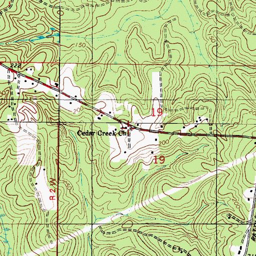 Topographic Map of Cedar Creek Baptist Church, AL