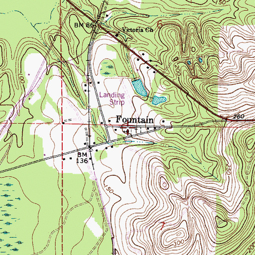 Topographic Map of Antioch Baptist Church of Tunnel Springs, AL