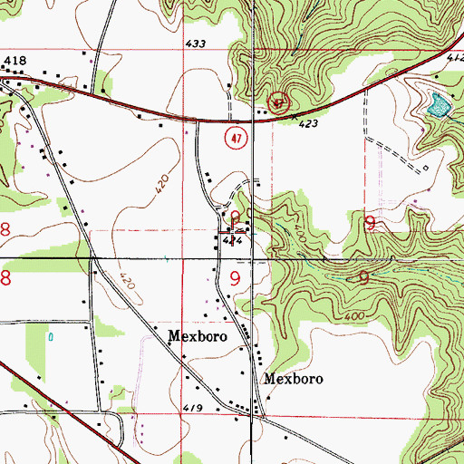 Topographic Map of Mexia Apostolic Overcoming Holiness Church, AL