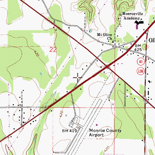 Topographic Map of New Beginnings Church of God In Christ, AL