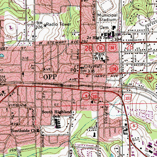 Topographic Map of Pilgrim's Bible and Family Church, AL