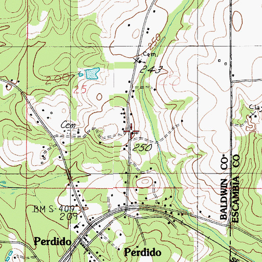 Topographic Map of Saint Thomas African Methodist Episcopal Zion Methodist Church, AL