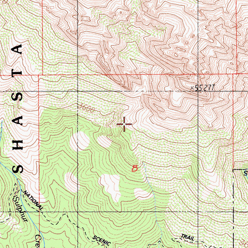 Topographic Map of Castle Crags State Park, CA