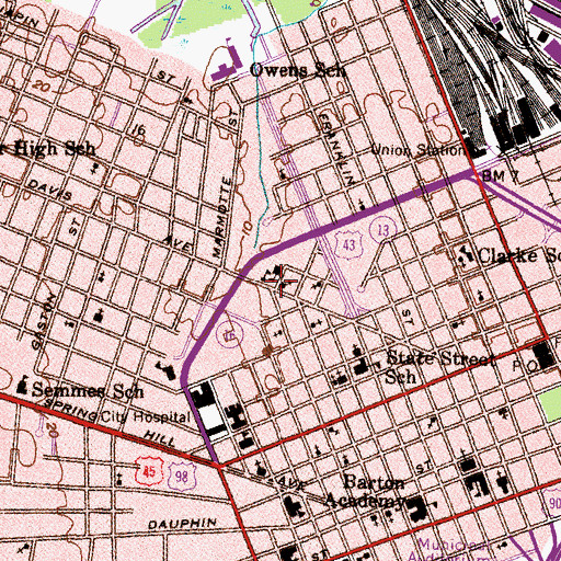Topographic Map of Most Pure Heart of Mary Church, AL