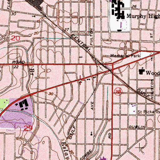 Topographic Map of Mason Memorial Temple Church of God in Christ, AL