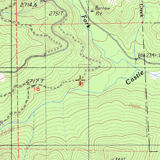 Topographic Map of Castle Creek Campground, CA