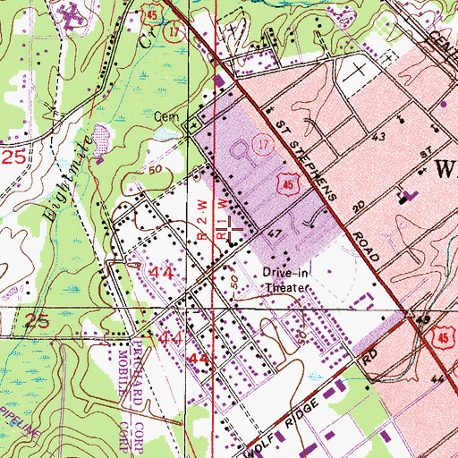 Topographic Map of Bearfork Full Gospel Assembly Church, AL