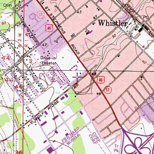 Topographic Map of Hope Chapel African Methodist Episcopal Zion Church, AL