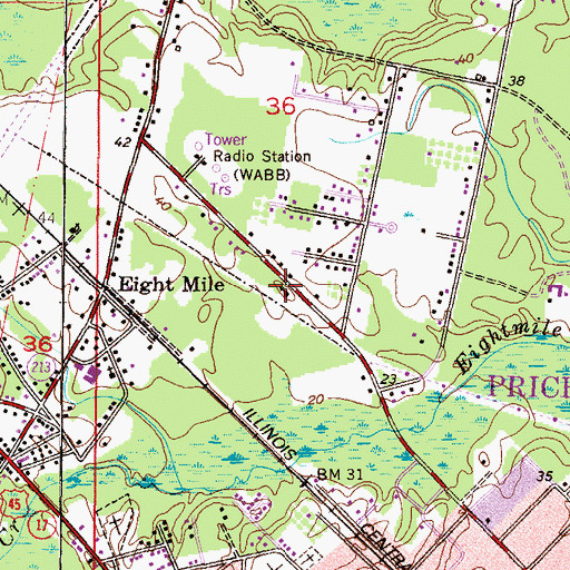 Topographic Map of Trinity Faith Bible Church, AL