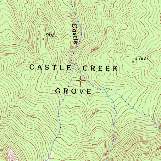 Topographic Map of Castle Creek Grove, CA