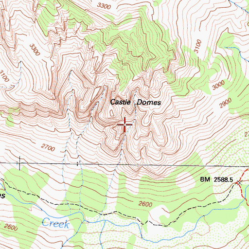 Topographic Map of Castle Domes, CA