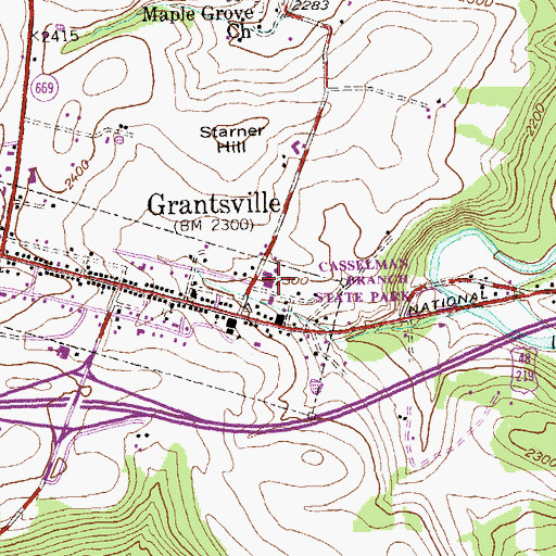 Topographic Map of Garrett County Station 60 Grantsville Volunteer Fire Department, MD