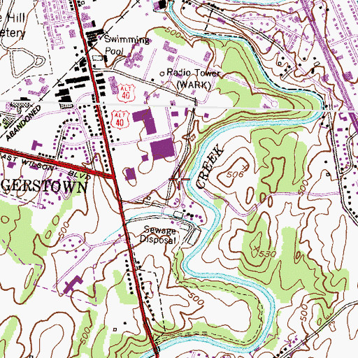 Topographic Map of Hagerstown Fire Department Training Academy, MD