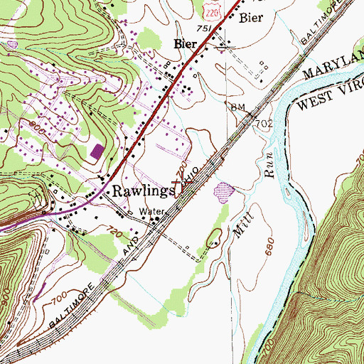 Topographic Map of Rawlings Volunteer Fire Department, MD