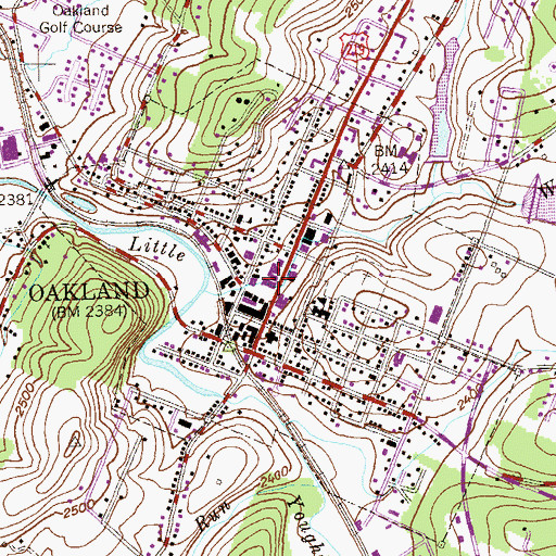 Topographic Map of Oakland Volunteer Fire Department Station 40, MD