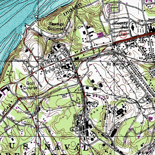 Topographic Map of Naval Support Facility Fire Department, MD