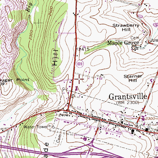 Topographic Map of Grantsville Volunteer Fire Department Station 60, MD
