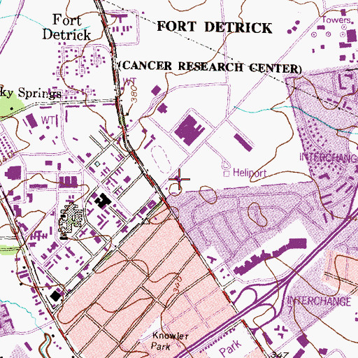 Topographic Map of Fort Detrick Fire and Emergency Services, MD