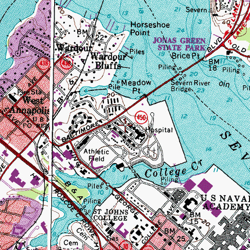 Topographic Map of US NAVAL ADADEMY FIRE DEPARTMENT, MD