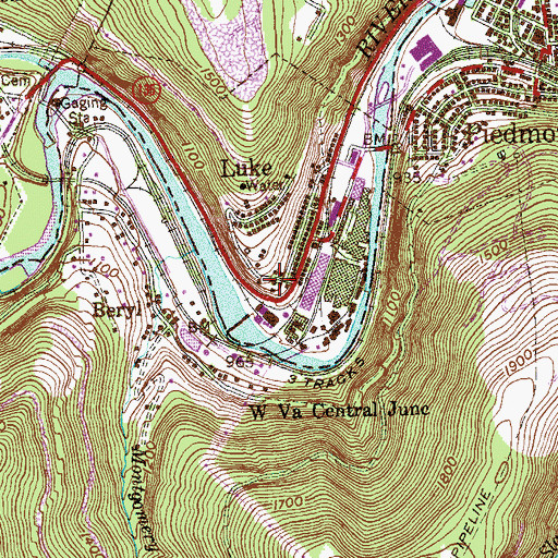 Topographic Map of Luke Volunteer Fire Company, MD