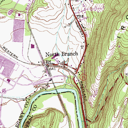 Topographic Map of District 16 Volunteer Fire Department, MD