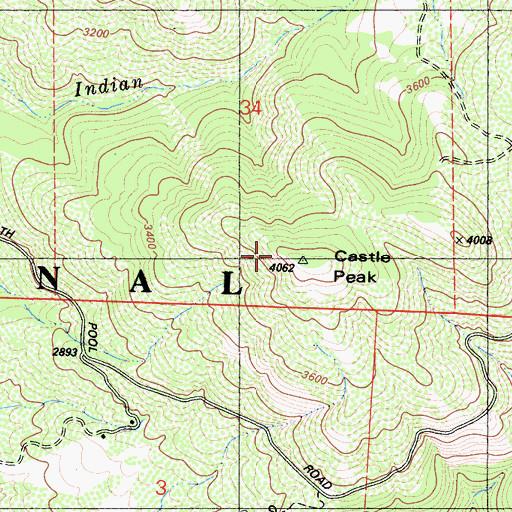 Topographic Map of Castle Peak, CA