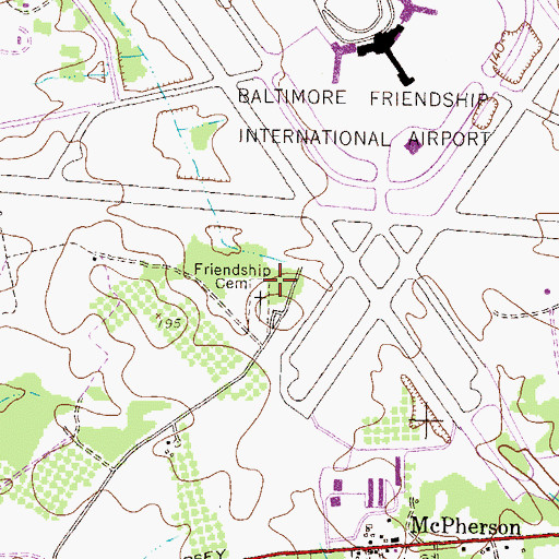 Topographic Map of Baltimore Washington International Fire and Rescue Company 43, MD