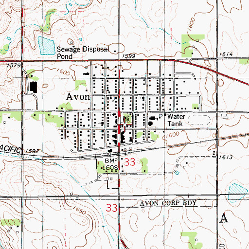 Topographic Map of Avon Fire Department, SD