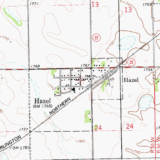 Topographic Map of Hazel Fire Department, SD
