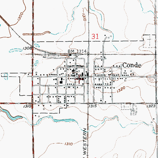 Topographic Map of Conde Fire and Ambulance Service, SD