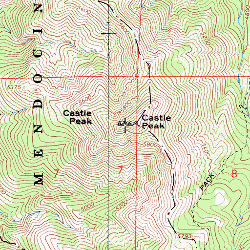Topographic Map of Castle Peak, CA